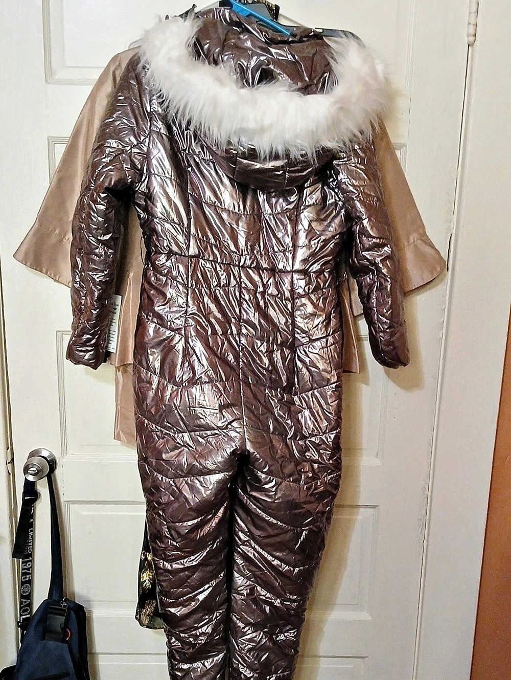 Multi Color Quilted Hooded One-Piece Jumpsuit